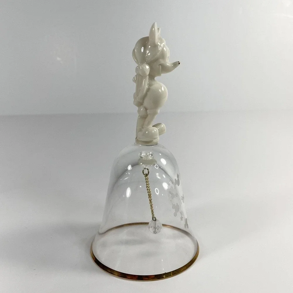 Disney Lenox 1997 Mickey Mouse Clear Etched Bell Stocking Cap Hat with Gift